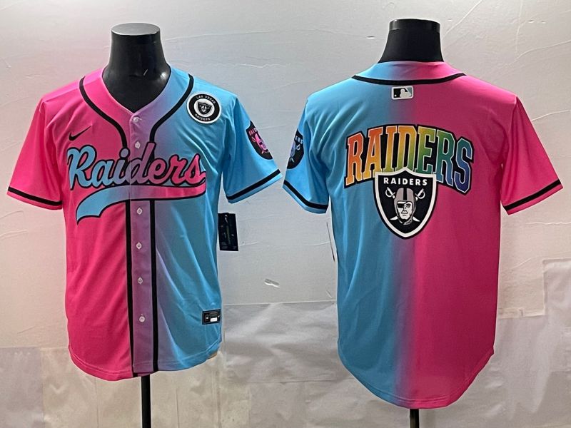 Men 2025 Oakland Raiders Blank Blue pink Nike Limited NFL Jersey style 009